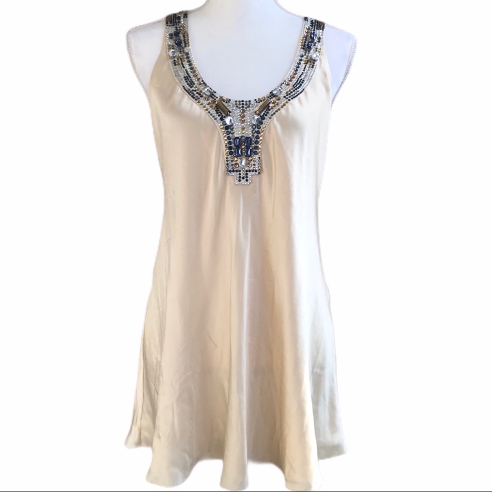 SALE Magaschoni Sleeveless Silk Top Beaded Exotic